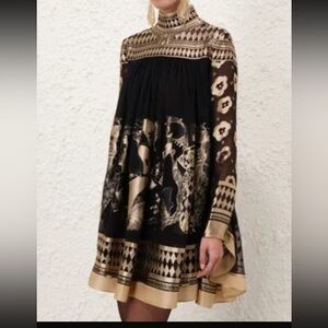 Zimmermann Elegant Black and Gold Patterned Dress size 2